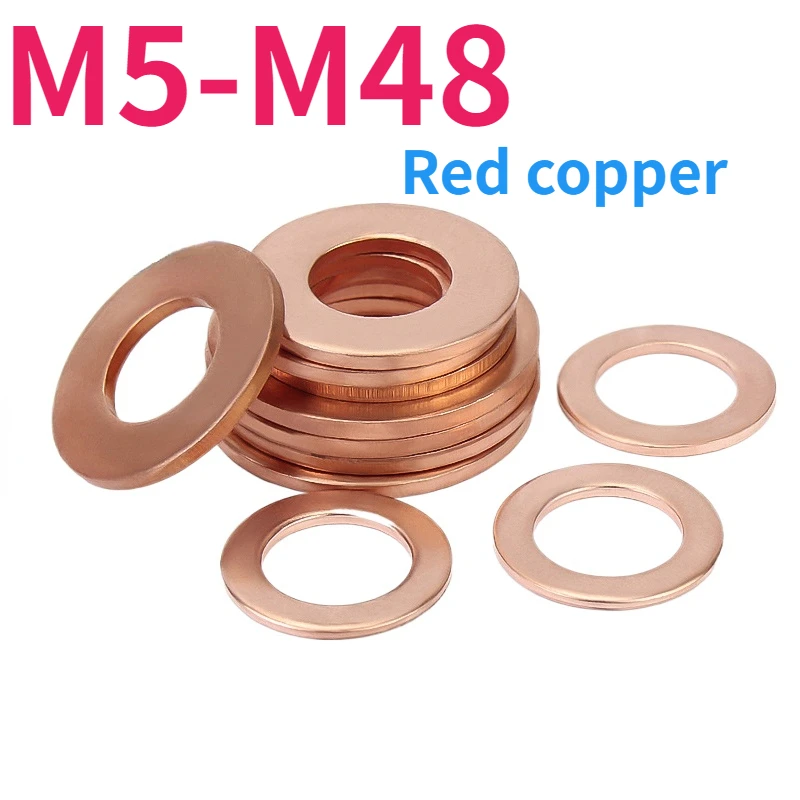 Red copper flat washer ring M5 M6 M8 M10-M48 outer diameter 9mm-58mm thickness 1mm-2mm