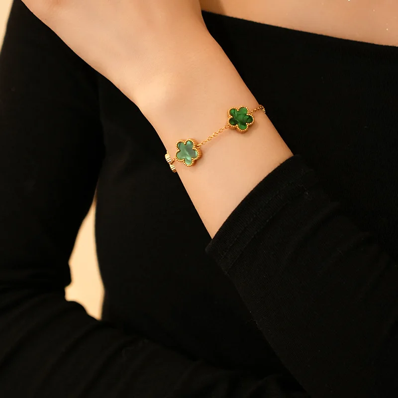 316L Stainless Steel Clover Flower Bracelet Women 2
