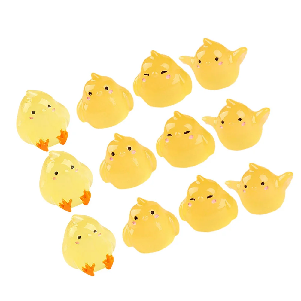 

12 Pcs Accessories Micro Ornaments for Luminous Chicken Figurines Resin Small Statue