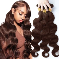 # 4 Bundles de Cheveux Humains Ondulés Brun Foncé 1/3 Pièces, Extensions de Cheveux Remy Brésiliens à Double Trame de 18 à 30 Pouces pour Femmes 1
