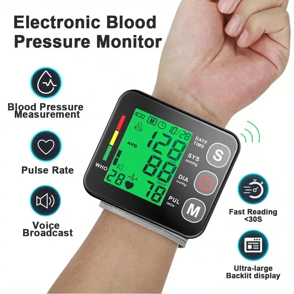 Electronic Sphygmomanometer Blood Pressure Monitor Measure Heart Rate and Pulse
