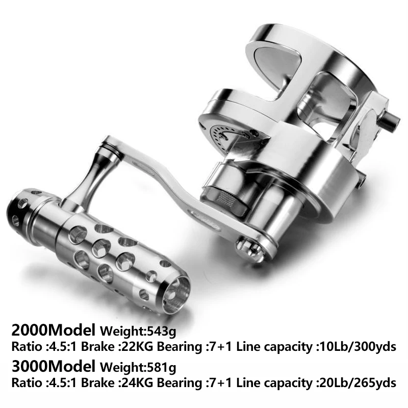 kawa Ocea Jigging Reel Metal Body 2000/3000 Slow Jigging Reel Overhead Level Drag 22/24kg Bearing 7+1Ratio 4.5:1 Ocean Boat Reel