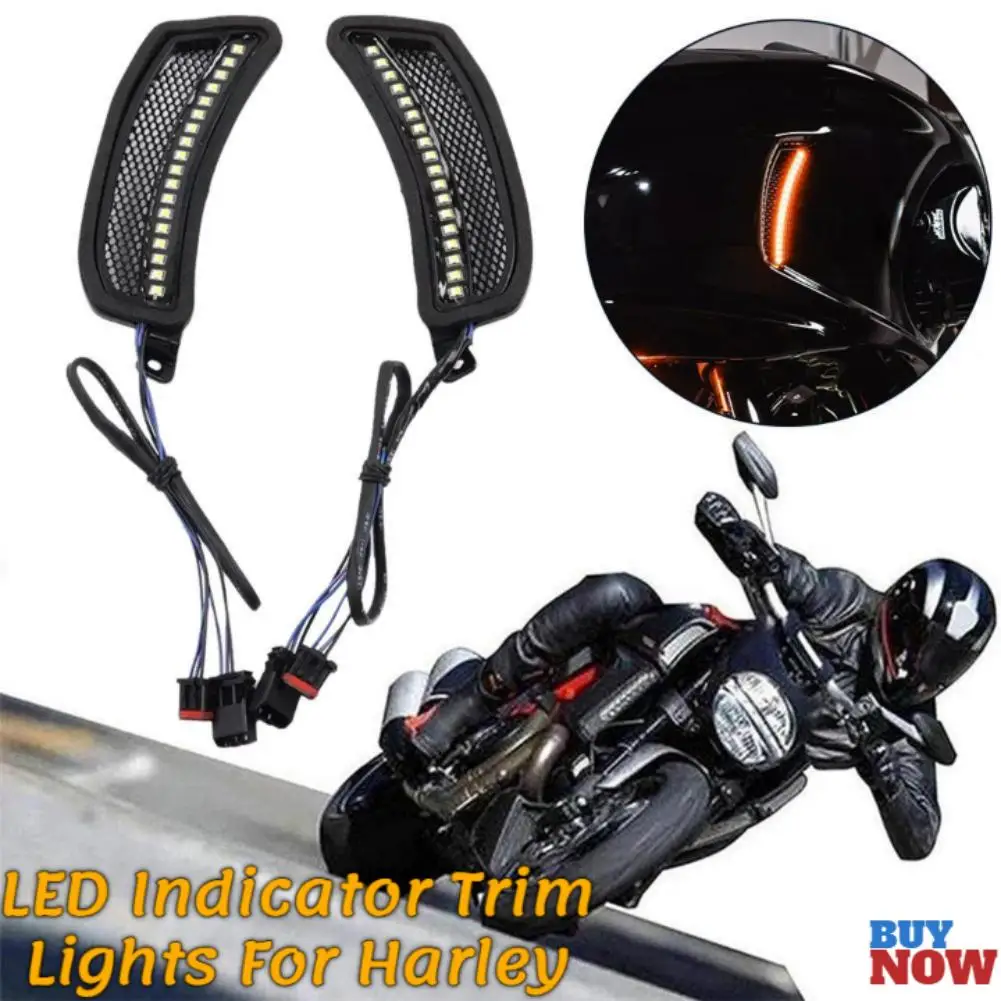 Motorcycle Tracer Headlight Vent Accent LED Indicator Trim Lights for Harley Softail Low Rider ST El Diablo FXRST FXLRS