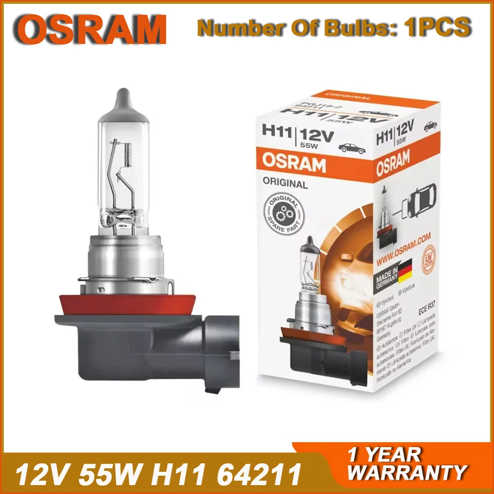 OSRAM Original H11 64211 PGJ19-2 Автомобільна галогенна фара 12 В 55 Вт 3200 К 1350 лм Автоматична лампа Стандартна лампа OEM Зроблено в Німеччині