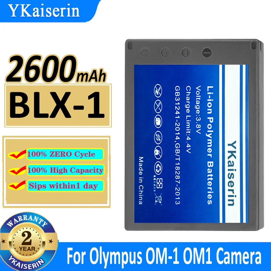 

2600mAh YKaiserin Battery BLX-1 BLX1 For Olympus OM-1 OM1 Camera Bateria