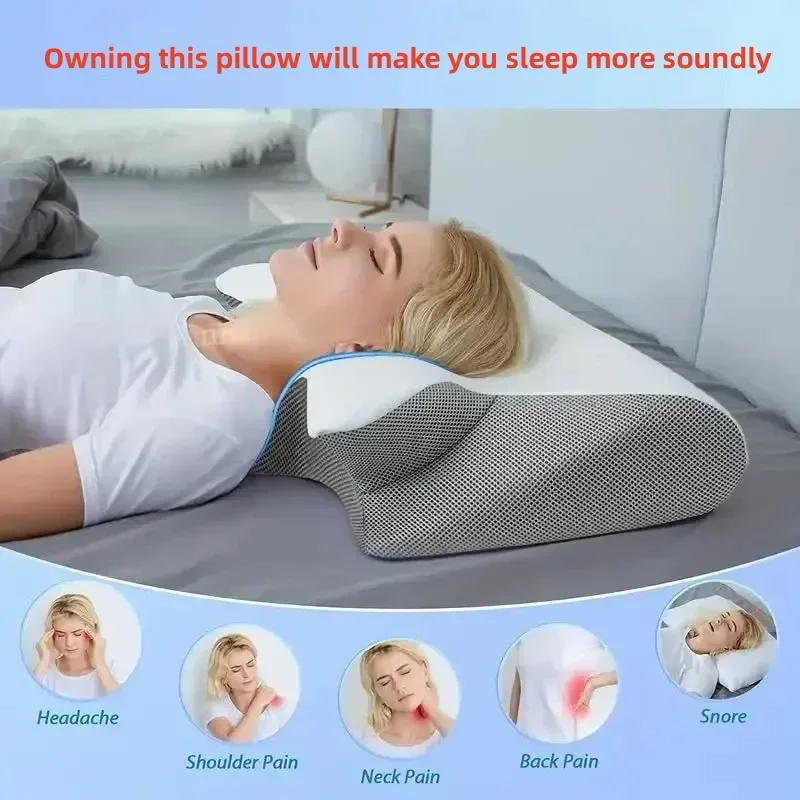 New Contour Memory Foam Cervical Pillow Ergonomic Orthopedic Neck Pain Pillow for Side Back Stomach Sleeper Remedial Pillows car seat headrest neck pillow cushion car seat neck pillow 100% pure memory foam neck pillow breathable removable pillow case