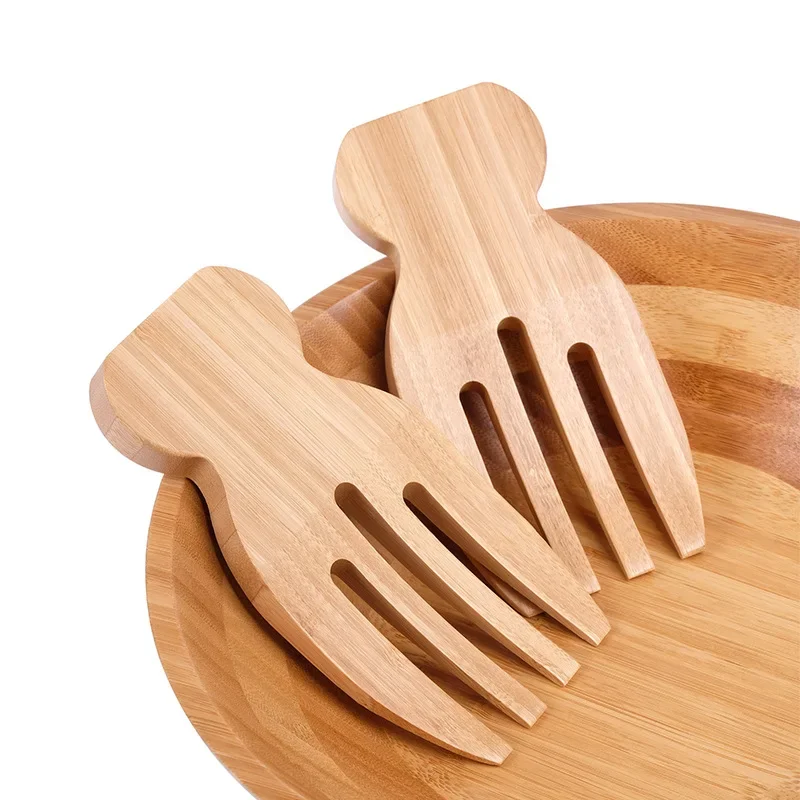 Wooden Spoon Serving Spoon Dining Spoon Dinnerware Set Rice Sieve Spoon Kitchen Tool Forks 2Pcs Bamboo Salad Hands Natural Rice Spoon Non-stick Soup Unpainted Wooden Stirring Fork Utensils Tableware