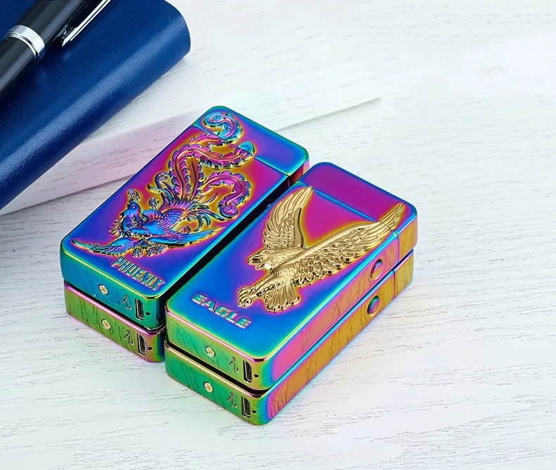 Description Picture 6 of item2023 New Dragon And Tiger Embossed Cross Arc USB Rechargeable Lighter Outdoor Windproof Portable Cigarette Accessorie Men's Gift