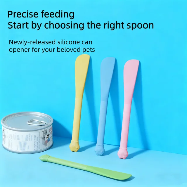 Pet cat long-handled can scoop multi-functional pet can opener cat feeding spoon lid opener for cat cans. 5