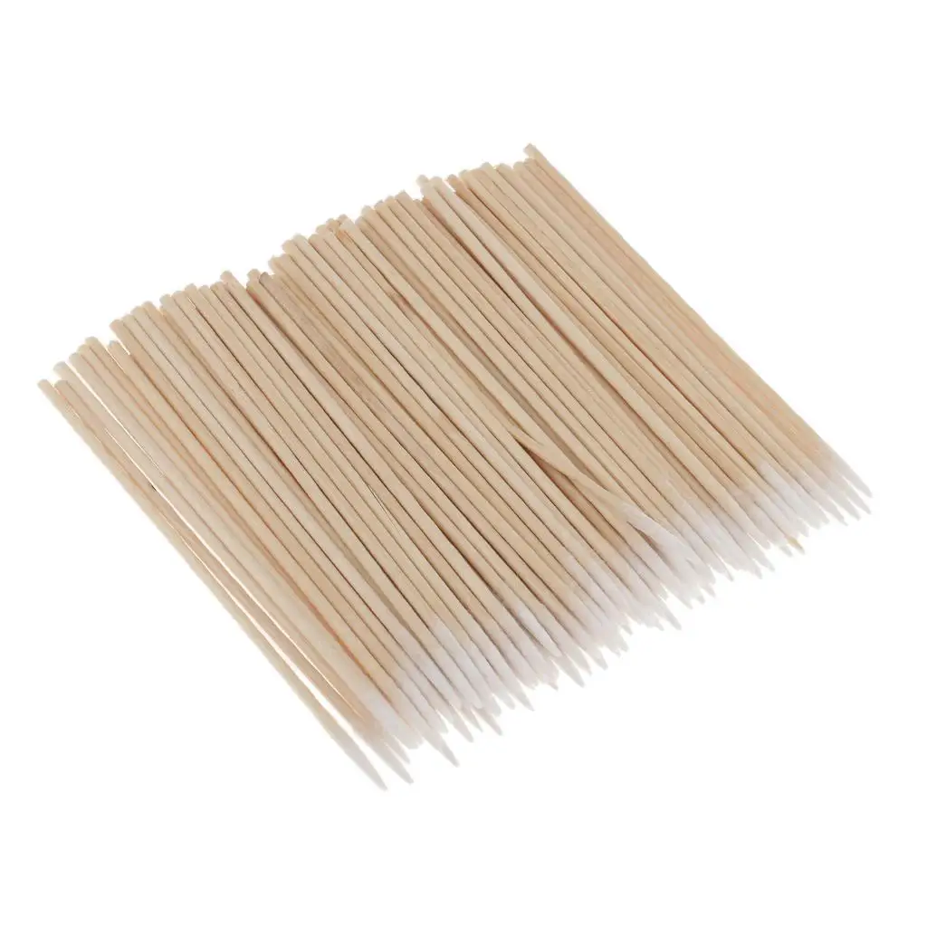 100Pcs Wooden Handle Makeup Microblading Cotton Swabs Sticks Cleaner