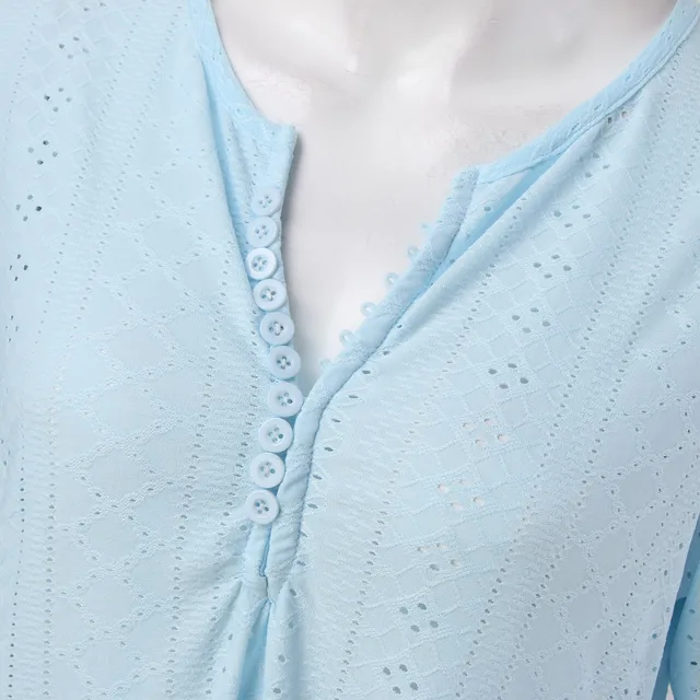 Women's Boho Style Long Dresses Casual Pleated Solid Lace Hollow Button Casual Dress Lace Up Bow Short Sleeve Sundress платье 5