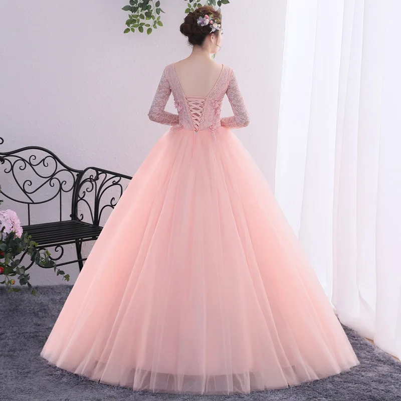 DSP Elegant Full Sleeves 15 Quinceanera Dresses with Appliques Women's Graduation Dresses Evening Party Dress Prom Gown