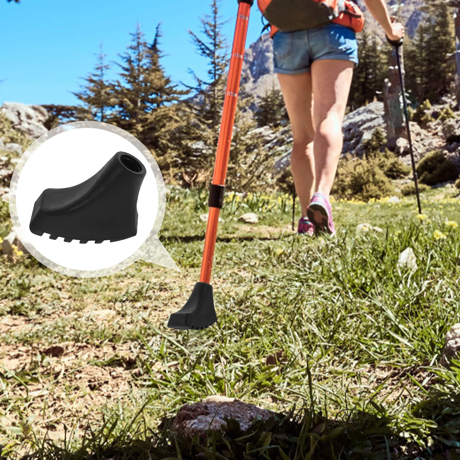 

Outdoor Trekking Pole Accessories Horseshoe-shaped Foot Covers and Pads (black Covers) 6 Pieces Cane Tips Walking Stick