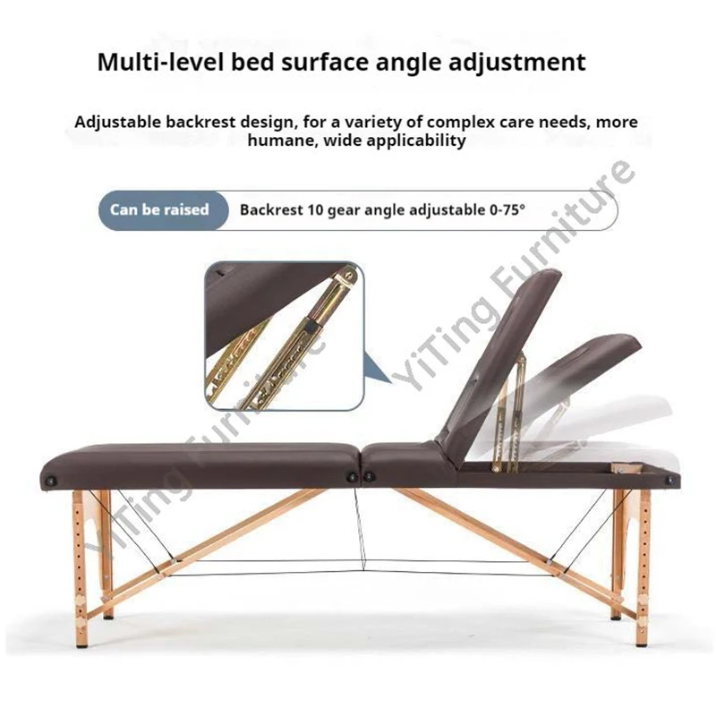 Wooden Folding Portable Massage Table Lash Tattoo Knead Massage Bed Physiotherapy Adjust Camilla Masaje Beauty Furniture KMMT