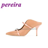 Sandales à talons à lanières argentées, bout pointu peu profond, chaussures De luxe De styliste, été 2025 4