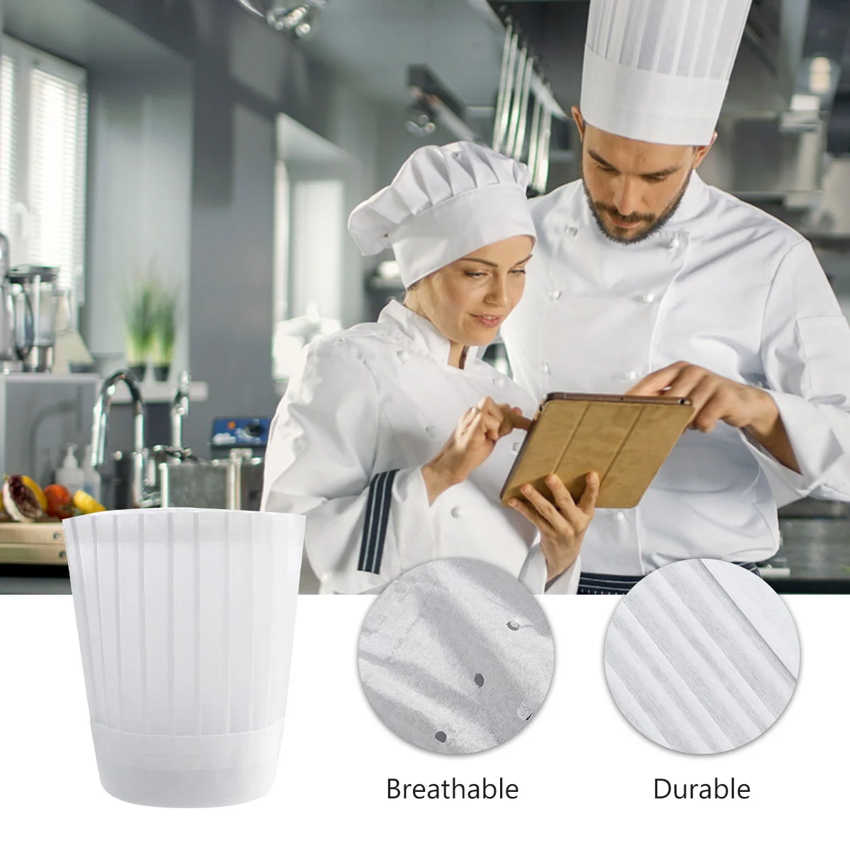 5Pcs Disposable Chef Hat Non Woven Kitchen Cooking Hat Food Server Cap For Work Wear Uniforms Cafe Bakery Sushi Shop Safe chef hat chef hats chef apron hat set