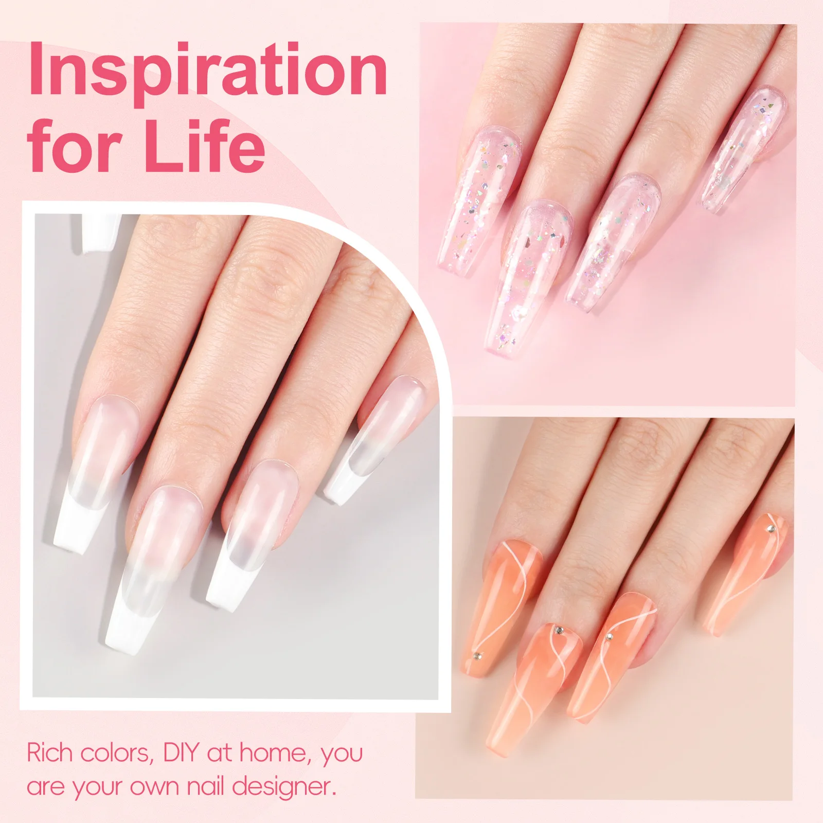 PEACECOLOR Poly UV Gel Kit All for Manicure Gel Nail Extension Set Slip Solution Builder Acrylic Gel Polish Nail Art Tool Design 6