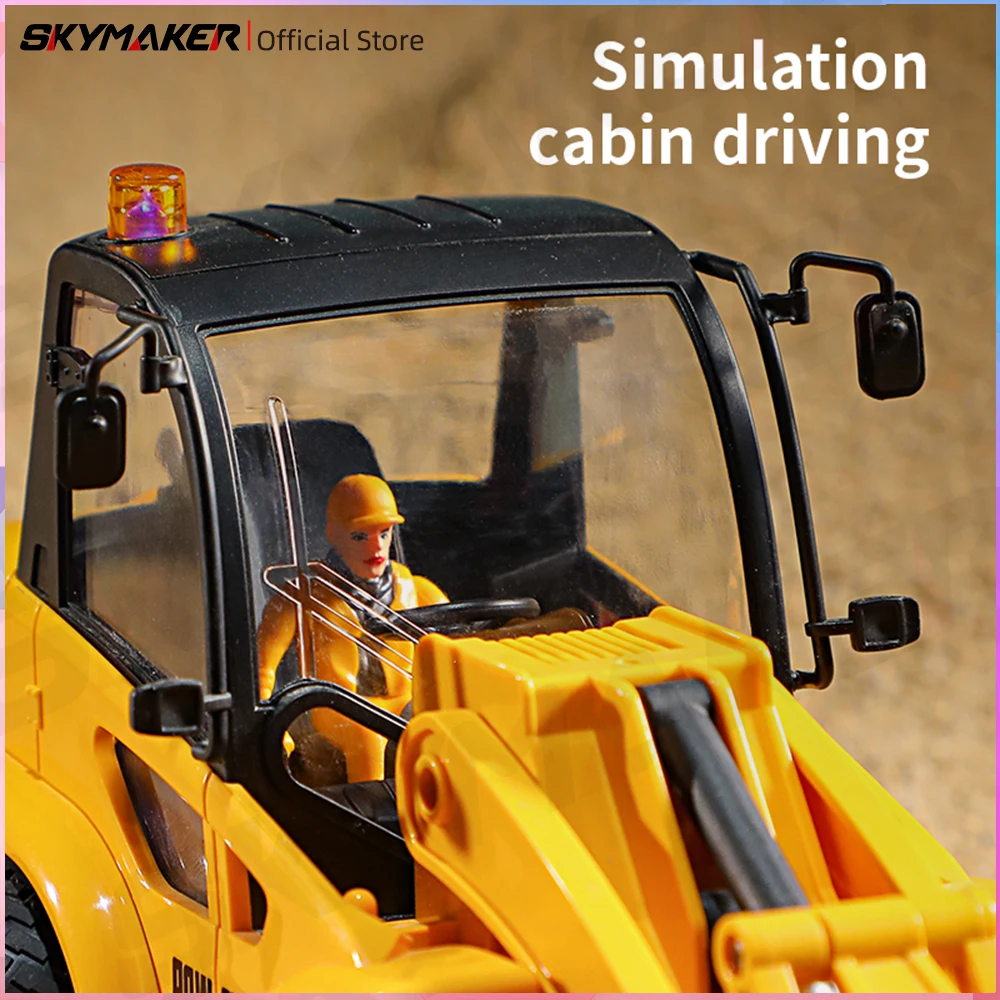 HuiNa 1/24 RC Excavator 9 Channel 2.4G Remote Control Alloy Digging Bucket Led Light Excavator Model RC Truck Toys Gift for Boy 5