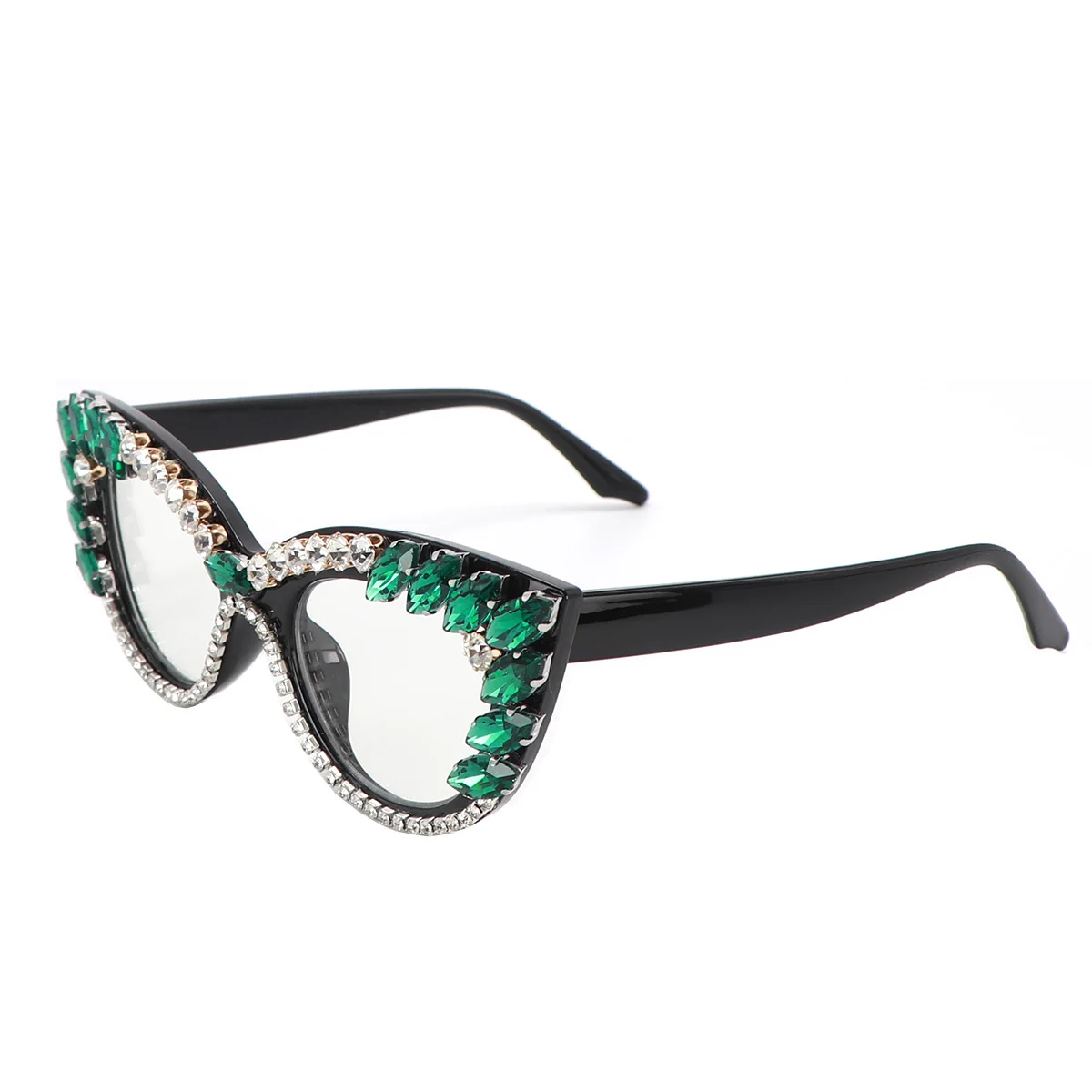 Women Cat Eye Anti Blue Light Glasses Fashion Rhinestone Trim Spectacle Frame Daily Decoration Eyeglasses Multicolor Choice reading glasses with blue light filter