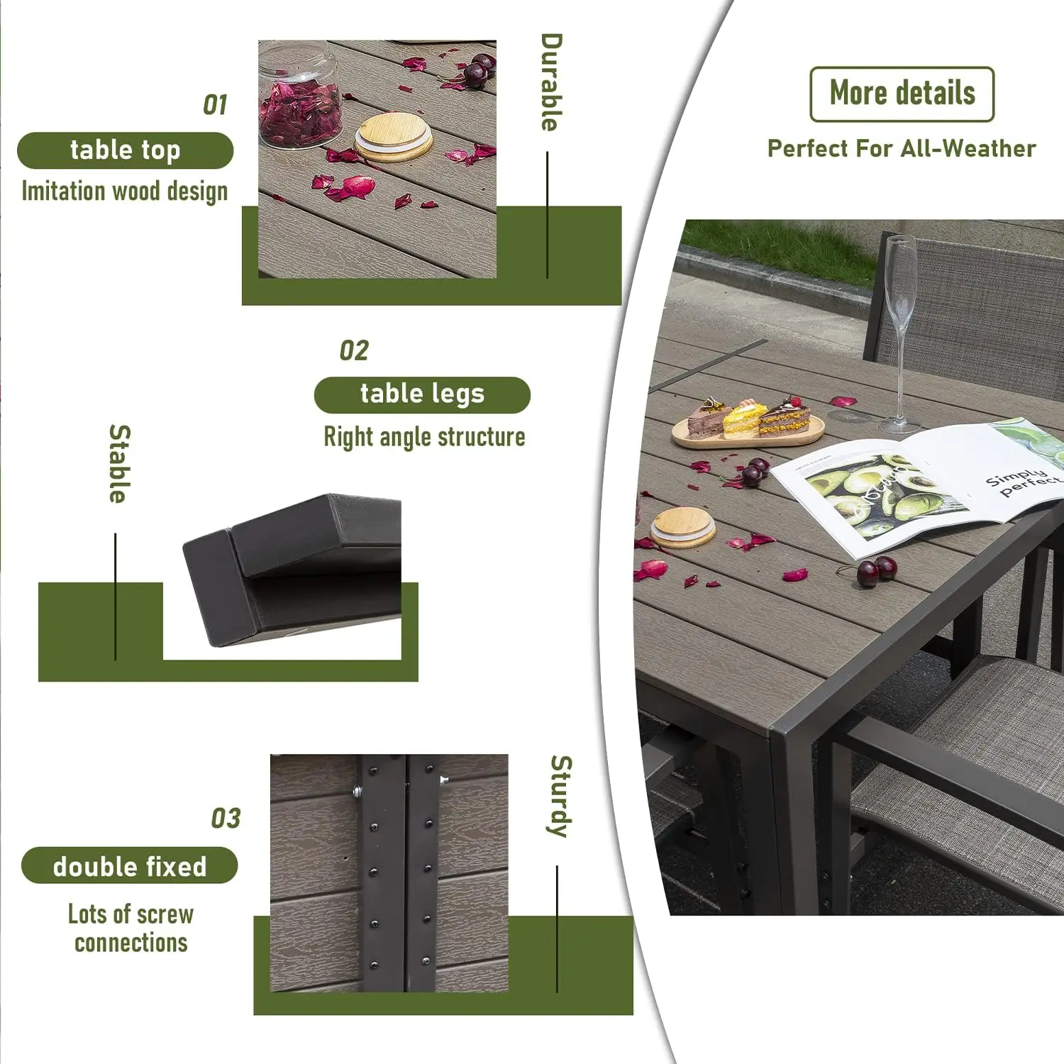 7 Piece Patio Dining Set Outdoor Furniture Set 4