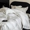 Flowers Embroidery Luxury Bedding Set 800TC Lyocell Cotton Soft Silky Cool Feeling Duvet Cover Flat/Fitted Bed Sheet Pillowcases 3