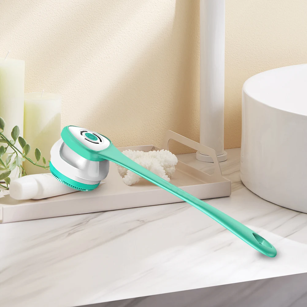 Electric Cleaning Brush Waterproof Back Scrubber Multifunctional Rechargeable Long Handle with 5 Brush Heads for A Full Body Spa