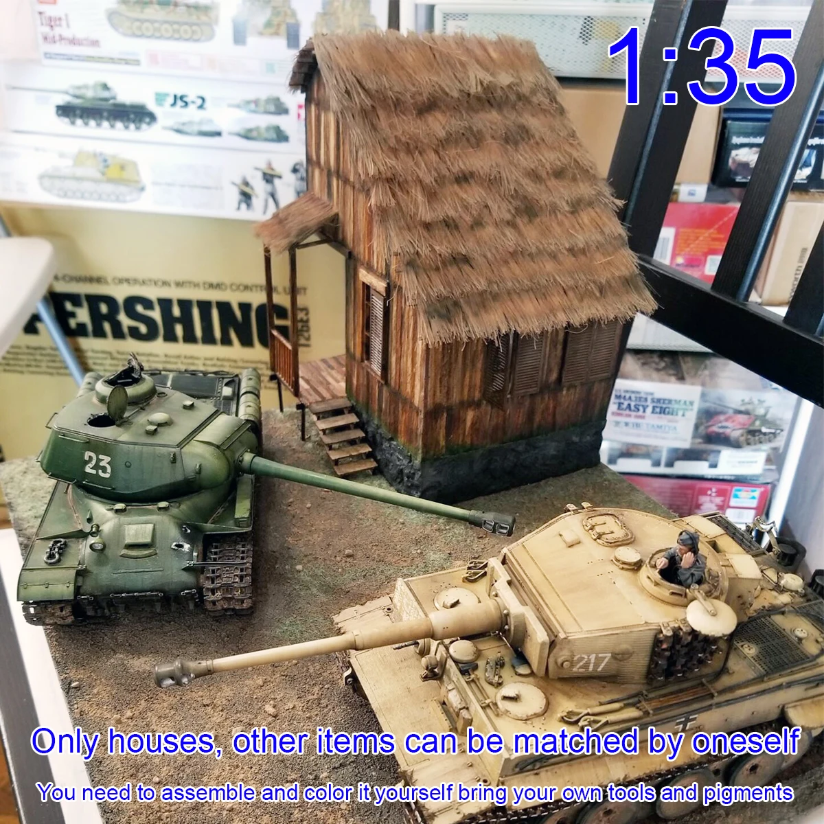 조립식 건축 모형 모래 테이블 건축용 통나무집 목조 주택 시골집 방갈로 디오라마 스케일 모형 키트 1/35