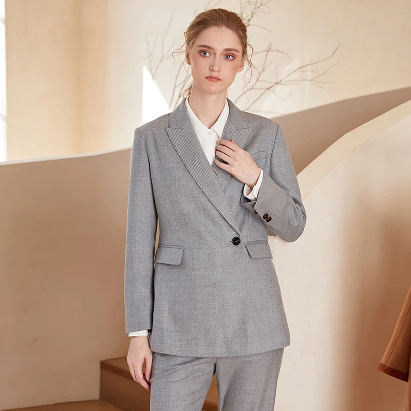 Women 97% Australian Wool Blazer Suits Office Wear Formal Clothes Business Luxuy Clothing