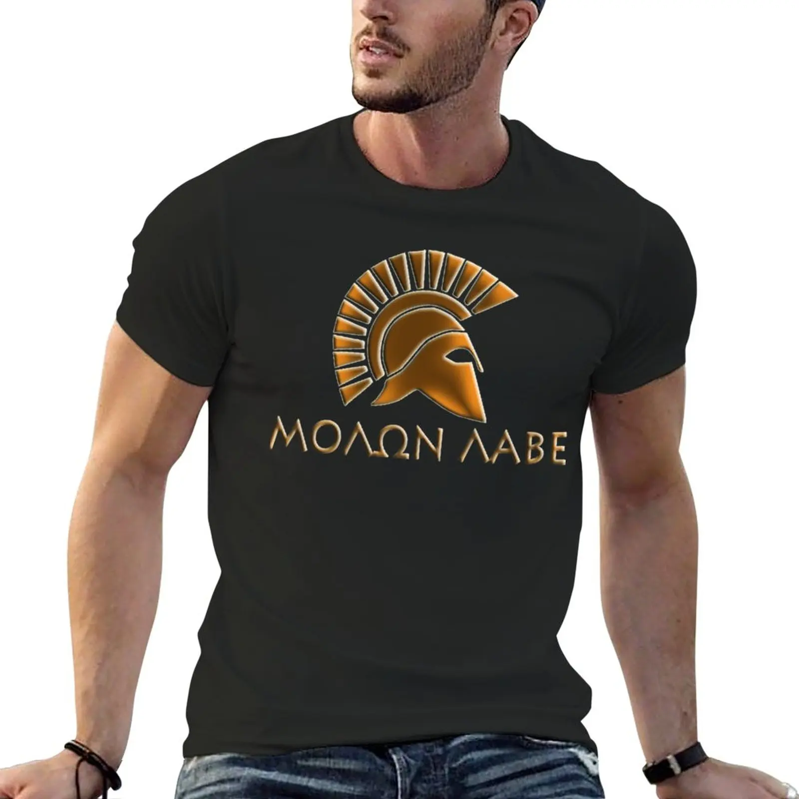 Molon Lave-Spartan Warrior-Lithos Font Classic T-Shirt Kawaii Clothes Mens T Shirt Graphic