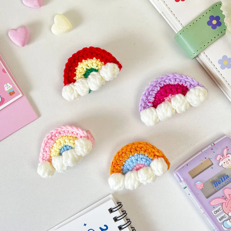 

12pcs Fashion Cute Crochet Rainbow Hairpins Cartoon PomPom Barrettes Hair Clips Princess Headwear Boutique Hair Accessories