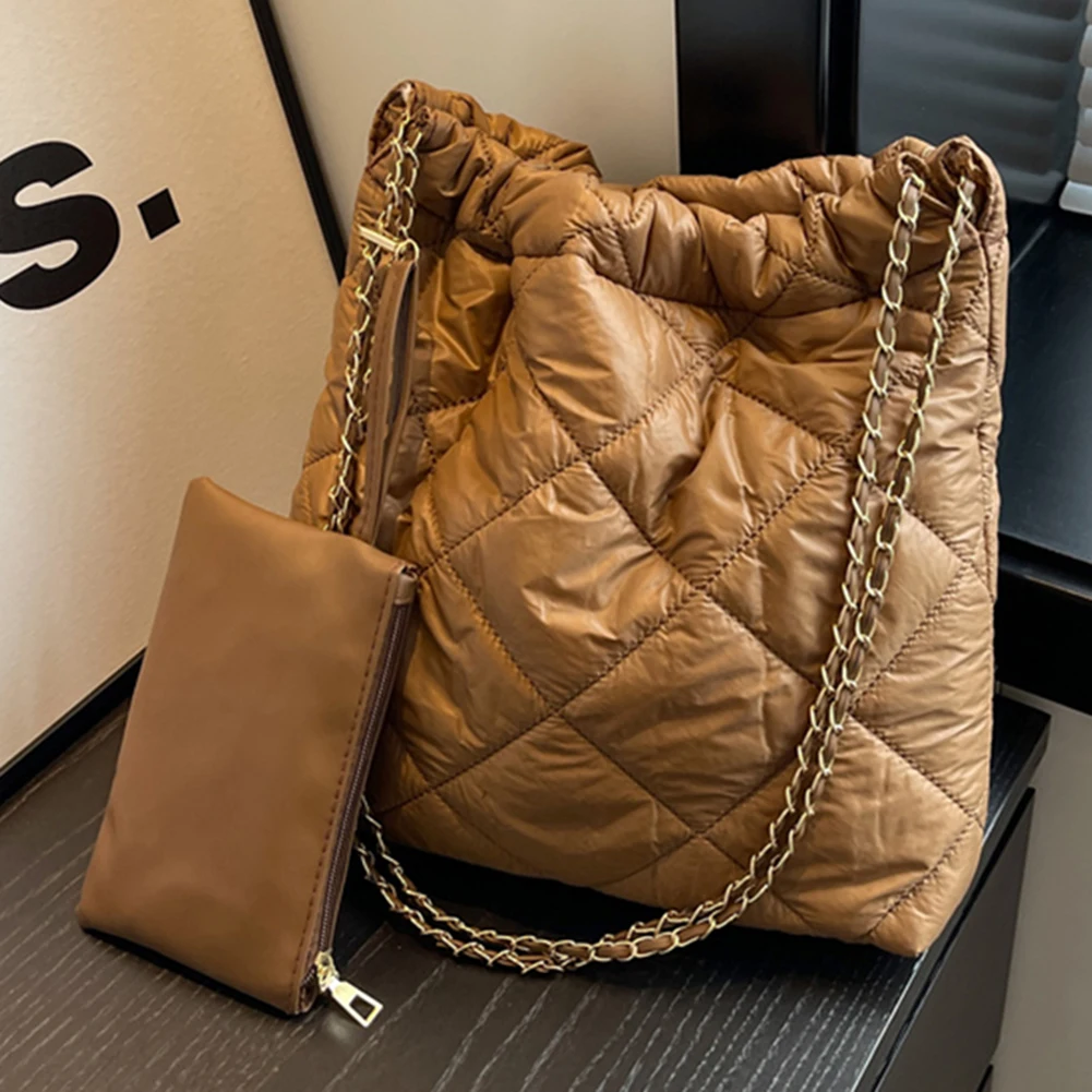 حقيبة كتف بسعة كبيرة للنساء ، حقيبة حمل نايلون ، مخلب مبطن ، خيط تطريز ، حقيبة يد نسائية بسيطة للتنقل ، حقيبة تسوق