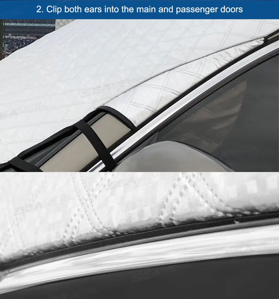 BLALION Auto Windschutzscheibe Schnee Abdeckungen Winter Frontscheibe Verdickter Schutz Anti Schnee Eis Schild Abdeckung Loch für Dash Cam Monitor – Detail 16
