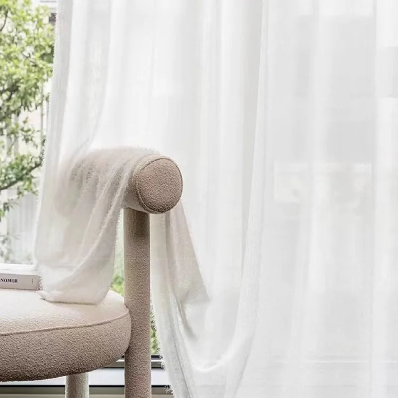 1pc Cute Princess Style Plush Gauze Balcony Bedroom Bay Window Living Room White Tulle Curtains 5