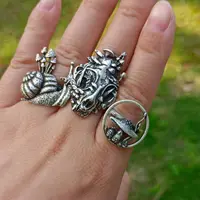 witch Handmade Dainty Vintage nature magic moon skull mushroom ring 1