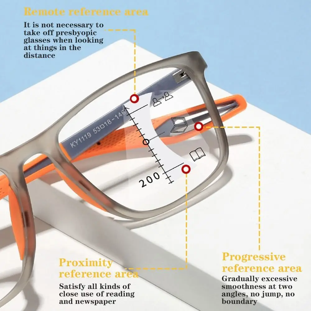 Soft Multifocal Progressive Reading Glasses TR90 Anti Blue Light Near Far Eyewear Men Women's Large Frame Farsight Eyeglasses ﻿