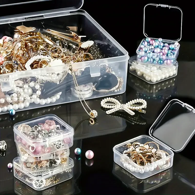 20/30pcs Plastic Clear Storage Box Set, Transparent Portable Storage Box, Multifunctional Handicraft Organizer