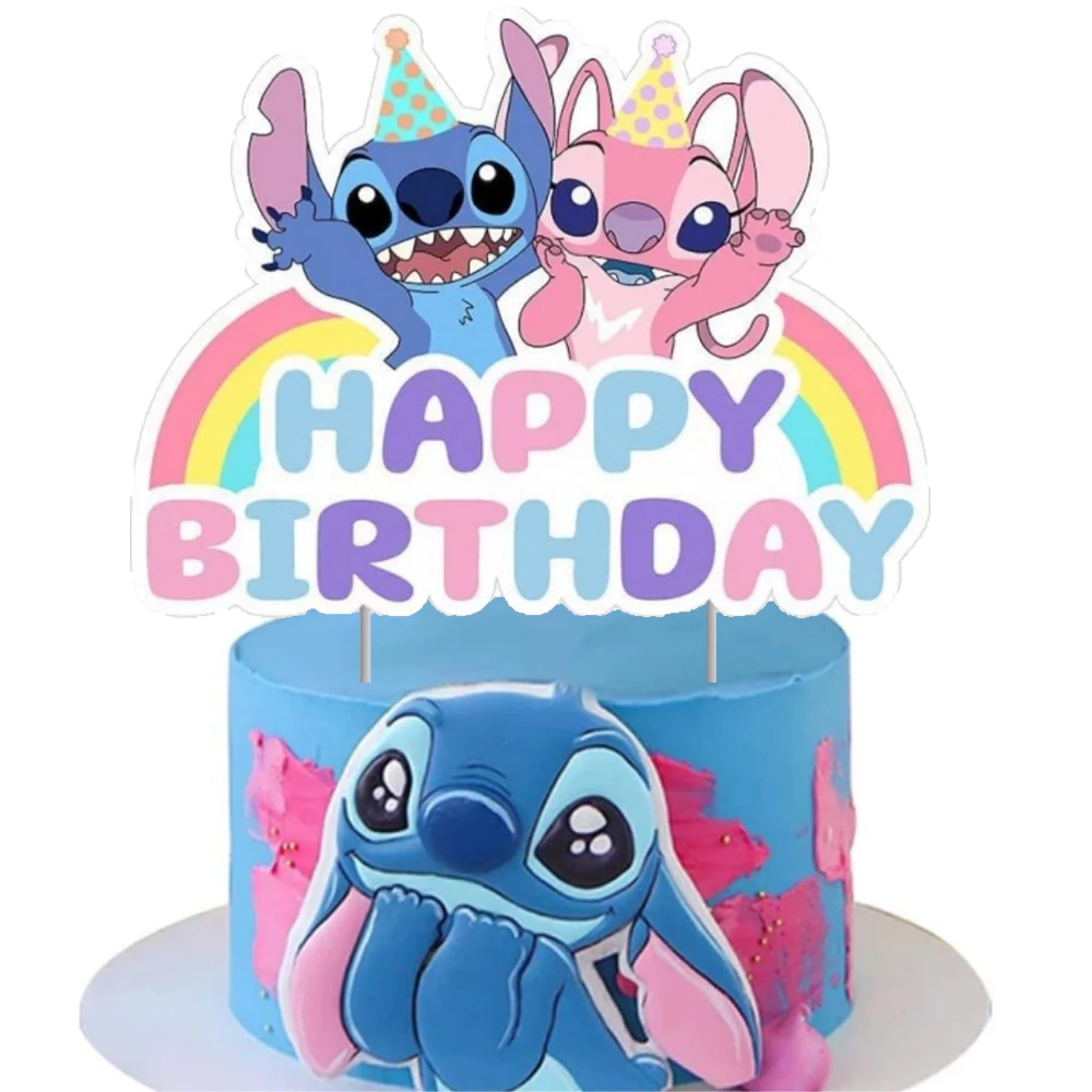 Lilo &Stitch Cake Topper Kids Cartoon Happy Birthday Cake Decor Party Supplies for Kids Birthday Baby Shower Party Supplies