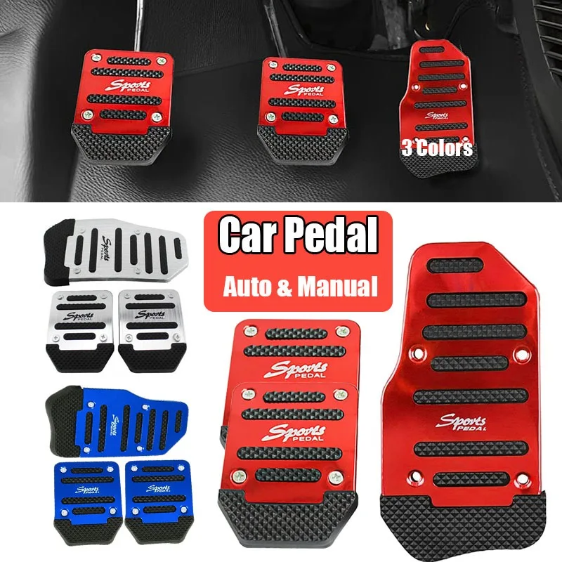 3PcssetCarPedalCoverSetKitAluminiumAlloyAntiSkidPedalBrake