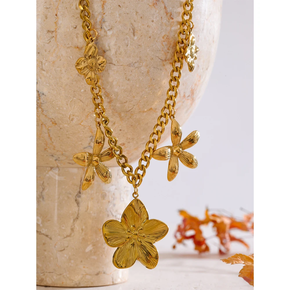 Yhpup Style Metal Necklace PVD Plated Stainless Steel