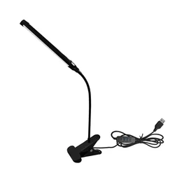 Black LED Clip - On Desk Lamp - Eye - Friendly, Compact Reading Light for Dorm, Bedroom, or Office (Black)