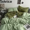 Solstice Home Textile King Twin Bedding Sets Kid Teen Bedlinen Solid Light Green Duvet Cover Bedroom Flat Bed Sheet Pillowcases 1