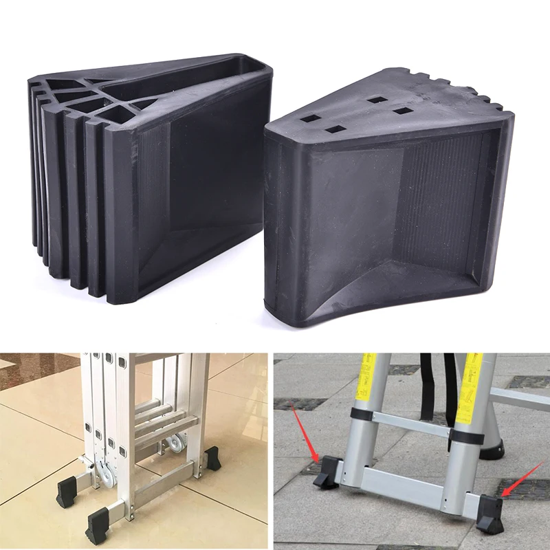 2Pcs Telescopic Ladder Foot Cover Exquisite Durable Multi-function Fold Ladder Joint Non-Slip Black Leather Cover