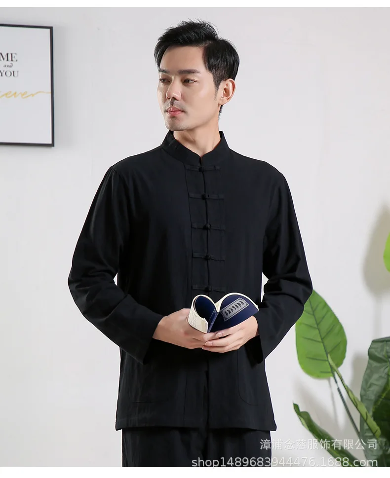 Unisex Chinese Stand-up Cotton Women Collar Hanfu Shirt And Pants Summer New Casual Men Kung Fu Traditional Tang Suit