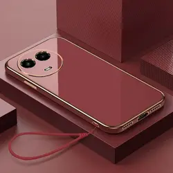 Luxury Square Wavy Lines Solid Silicone Phone Case Cover - Realme Narzo 60x (Gs6D red)