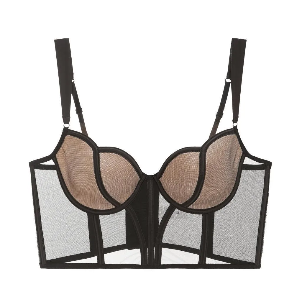 Womens Bra Women Push Up Transparent Lingerie Sexy Shaper Bra Thin Beauty Back Comfortable Underwear Adult's Fishbone Gauze Bralette