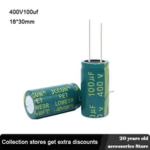 

4pcs 400V 100UF 18 * 30 mm low ESR Aluminum Electrolyte Capacitor 100 uf 400 V Electric Capacitors High frequency 20%