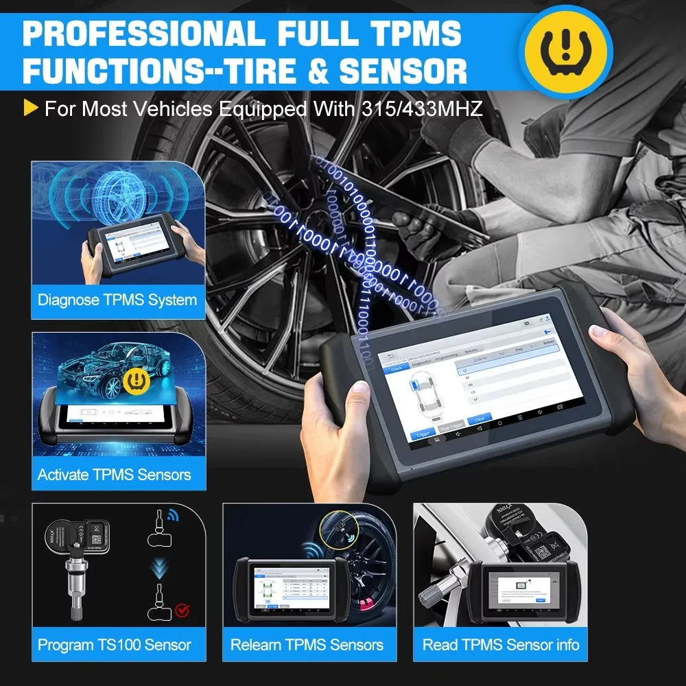 XTOOL InPlus IP819TP Bluetooth TPMS Tire Diagnostic Tool 315MHz & 433MHz, TPMS Diagnose, Relearn, Programming TS100 Sensors