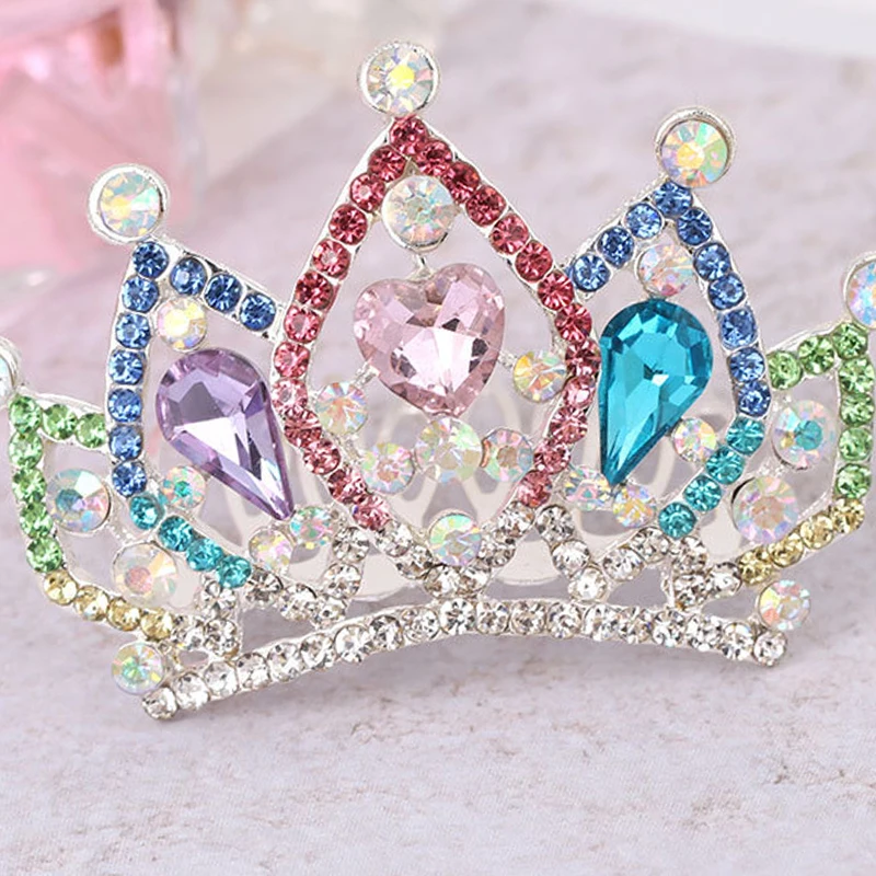 Fashion Girl Tiara Crown Rhinestone Princess Crown Headwear Hair Hoops Plastic 
