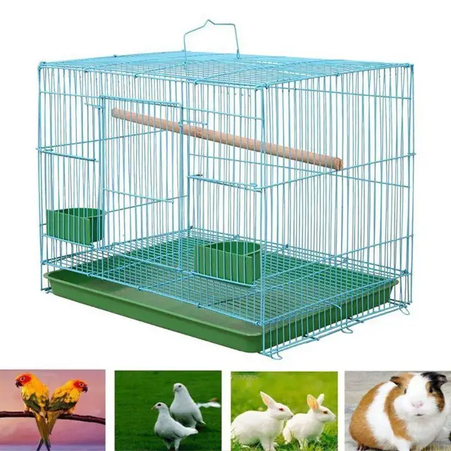 Wire Rectangular Small Cage for Small Birds and Canaries Rekord Equipped with Bird Standing and 2 Semicircular Feeders 4