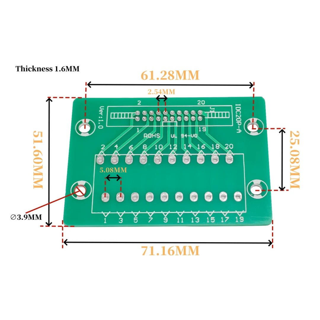 1PCS PLC 릴레이 터미널 블록 20P 26P 30P IDC 불혼 2.54MM 피치 어댑터 터미널 보드